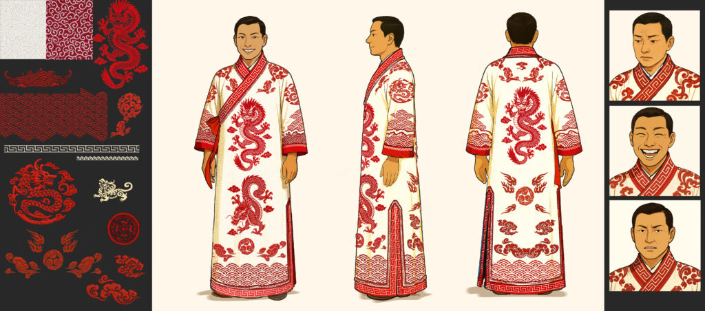 Long Tack Sam robe design